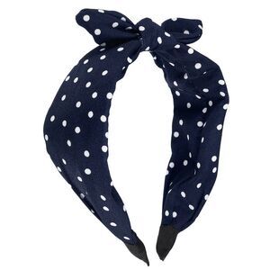 Bowknot Headband with Bunny Ears Hairband Navy Blue 2.17 Inch Wide